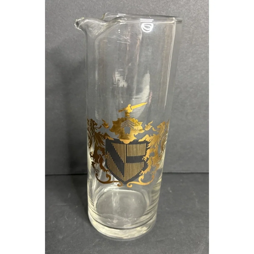 Federal Camelot Coat of Arms Cocktail Mixing Drink Pitcher Vintage 1960s MCM